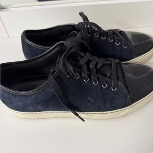 Lanvin Black and Blue Sneakers Suede Classic Low-Top Design 9.5 US 8.5 EU.